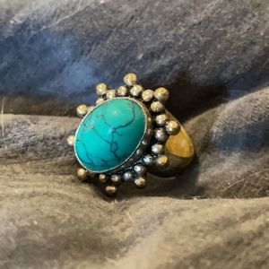 Turquoise ring Size 7 Sterling Halo